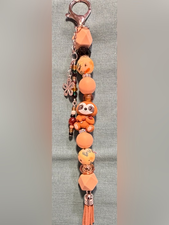 Jewelry - Orange Sloth Charm Beaded Bracelet - Women Jewelry